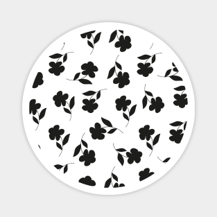 Black and White Flower Blossoms Magnet